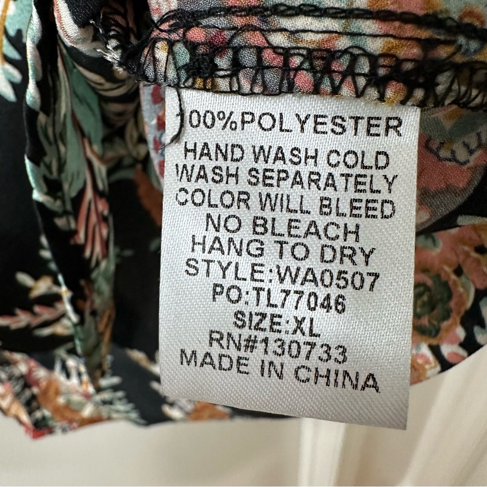 Umgee Sheer Floral Boho Blouse with Ruffles, Size Extra Large, NWT - Picture 5 of 8